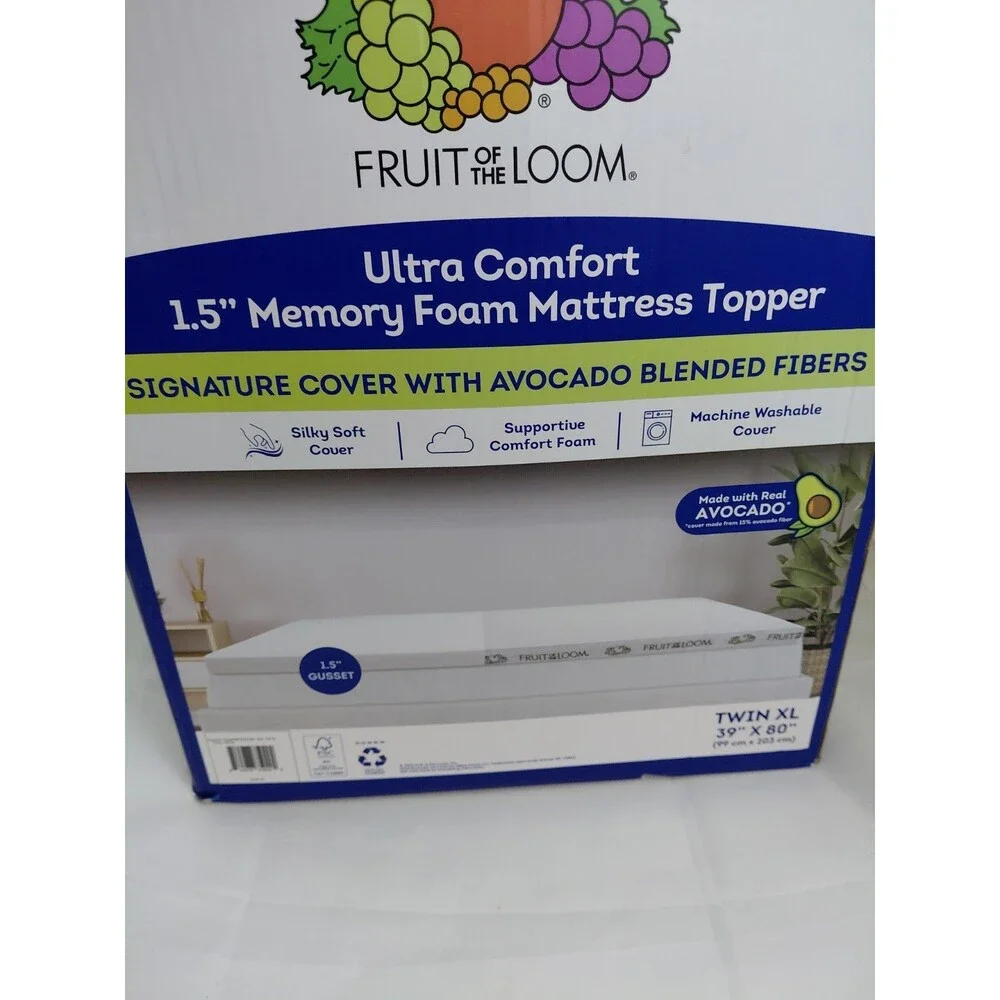 Fruit Of The Loom 1.5 Inch Memory Foam Mattress Topper TwinXL Retail 150$